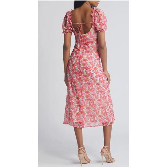 WAYF Felicity Floral Print Midi Dress Size Large - Picture 3 of 6